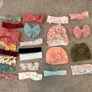 Bundle of headbands and head wraps for baby girl